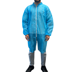 Blouse PLP non tissé bleu glissière poignets élastiqués