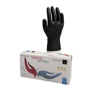 Gant vinyle nitrile noir PREMIUM non poudré