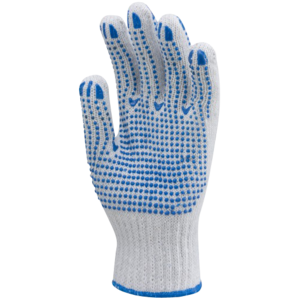 Gant tricoté avec picots bleus sur les deux faces