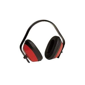 Casque anti-bruit rouge avec coquilles réglables