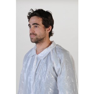 Blouse visiteur PE BD blanc fermeture à pressions