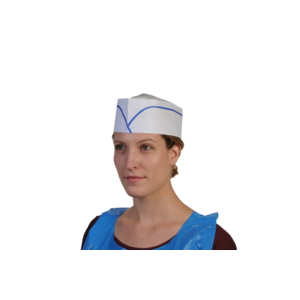 Calot papier blanc liseré bleu