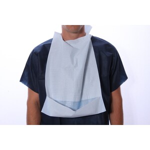 Bavoir gériatrique ouate + PE bleu 