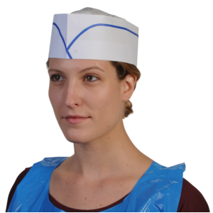 Calot papier blanc liseré bleu