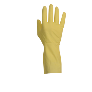 Gant de ménage latex jaune flocké coton