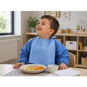Bavoir enfant ouate + PE bleu