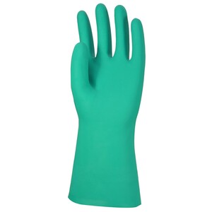 Gant nitrile vert flocké coton, norme alimentaire