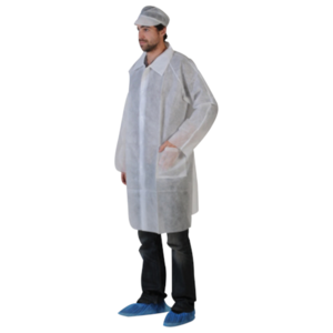 Blouse PLP non tissé blanc pressions col poches