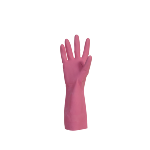 Gant de ménage latex rose flocké coton