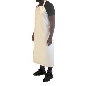 Tablier PU bicolore bleu sangle cou réglable