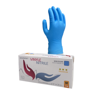 Gant vinyle nitrile bleu PREMIUM non poudré