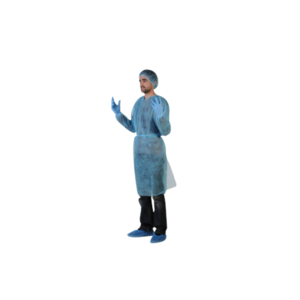 Blouse visiteur PLP non tissé 25 g bleu pliée à l'envers