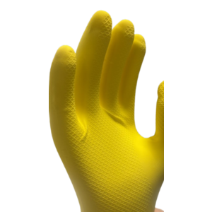 Gant de ménage latex jaune flocké coton Cat III