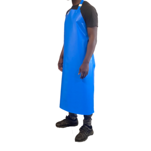 Tablier PU bicolore bleu sangle cou réglable