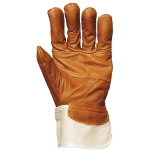 Gant cuir fleur ameublement dos toile paume