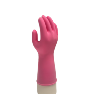 Gant de ménage latex rose flocké coton Cat III