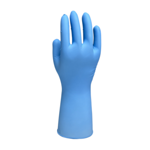 Gant nitrile bleu non poudré manchette longue