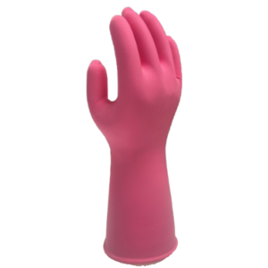 Gant de ménage latex rose flocké coton Cat III