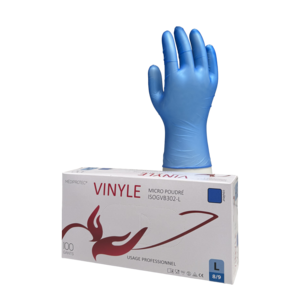 Gant vinyle bleu micro-poudré