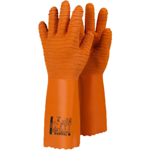 Gant manutention alimentaire enduction latex crêpée orange