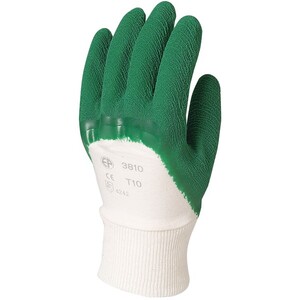Gant jardin latex crêpé vert dos aéré support coton